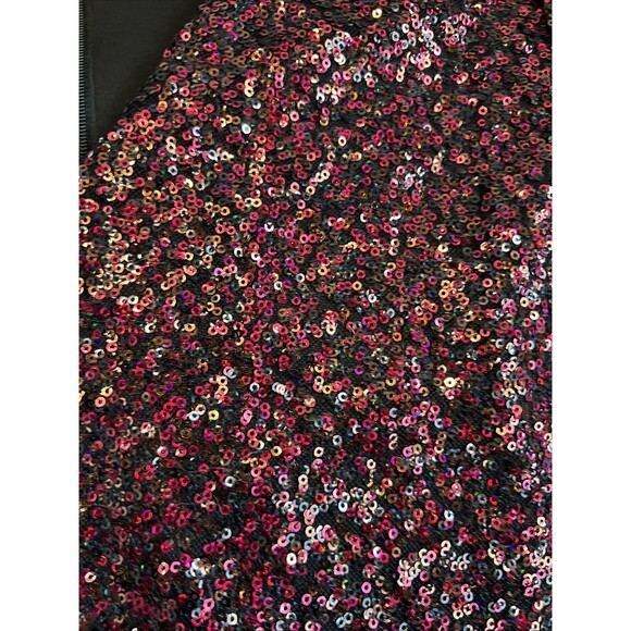 Express Sequin Minidress 8 VNeck 3/4 Sleeve Lined Black Cherry Sparkle Hoco Prom - Picture 9 of 9